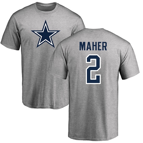 Men Dallas Cowboys Ash Brett Maher Name and Number Logo 2 Nike NFL T Shirt